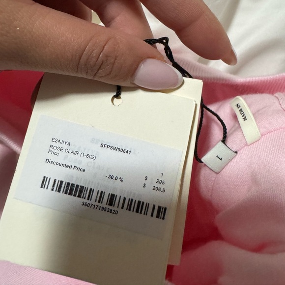 NWT Sandro Jiya Cropped Sweatshirt in Rose Clair - Picture 7 of 8